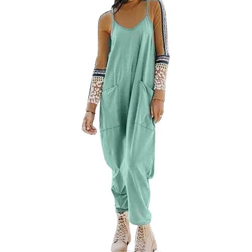 Combinaisons Pour Femmes Combinaisons À Jambes Larges Avec Poches,Femmes Décontractées À Col En V Sans Manches Combinaisons Avec Bretelle Spaghetti