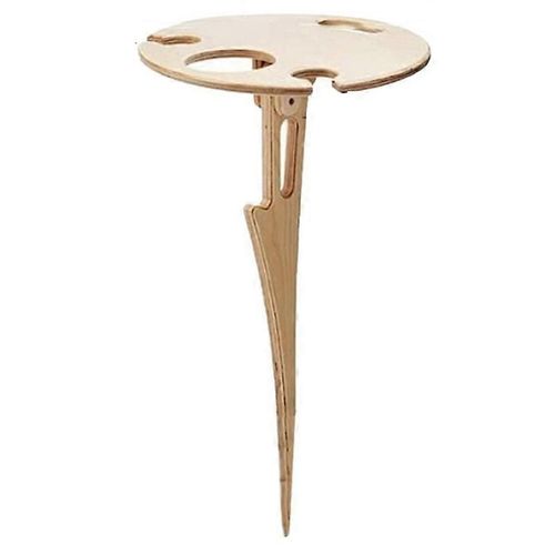 Table À Vin Portable En Plein Air Avec Mini Table De Pique-En Bois De Bureau Ronde Pliable, Accessoires De Pique-En Plein Air 1pcs