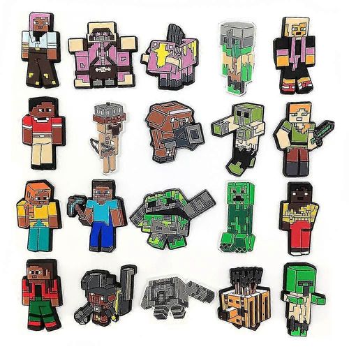 20pcs Minecraft Pixel Game Chaussures Charms Chaussure Décoration Pour Diy Croc Clog Sandales Bracelet Bracelet Bracelet Décoration Accessoires Party Cadeau