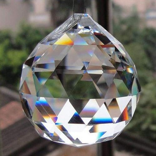 Cristal Clair Boule pendante pour la Bonne Chance et la prospérité - décoration intérieure et Cadeau (80 MM 7 x 7 x 7 cm)