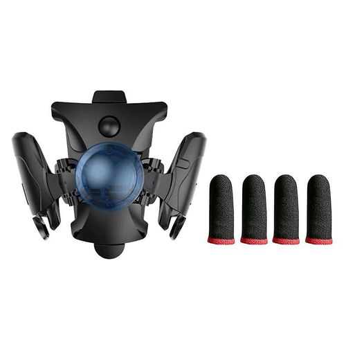 Bouton De Déclenchement Joystick Manette De Jeu + 4 Manchons De Doigt Poignée De Jeu Contrôleur Téléphone Portable Arrière Clip Gamep