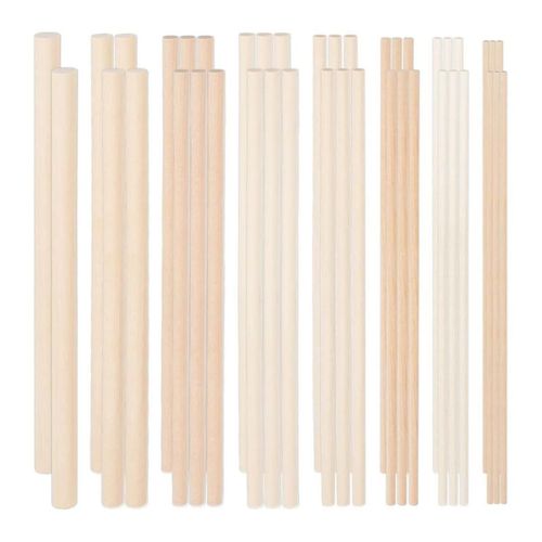 42pièces Chevilles En Bois Différentes Tailles Rondes Tiges De Chevilles Kit De Bâtons De Bois De Hêtre Bâtons De Bois Dur Inachevés Bricolage