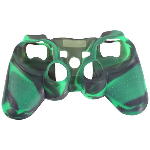 Étui De Protection En Silicone Skin Cover Pour Manette Ps2 Ps3 - Vert Foncé + Noir