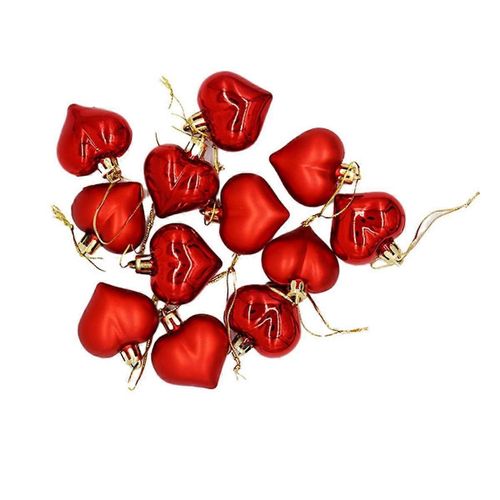 60PCS Love Christmas Tree Pendant Christmas Peach Heart Electroplated Ball Wedding Home Decoration Pendant