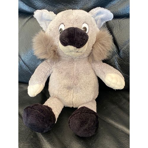 Doudou Peluche Loup Gris , Mains Blanche Et Noir , 24cm