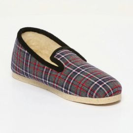 Chaussons La Ronflante - Ecossais Gris & Rouge