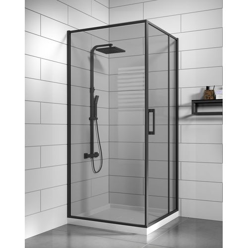 Cabine de Douche Belize - 90 x 90 x 190 cm - Noir - Verre teinté
