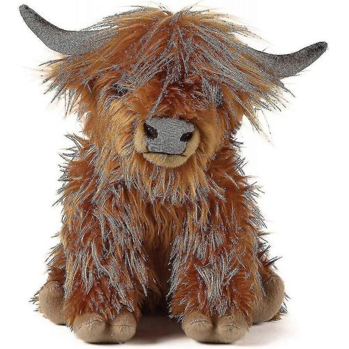 Vache Highland Marron, Jouet De Ferme En Peluche Doux Réaliste, Peluche Écologique Naturely, 10 Pouces Gld