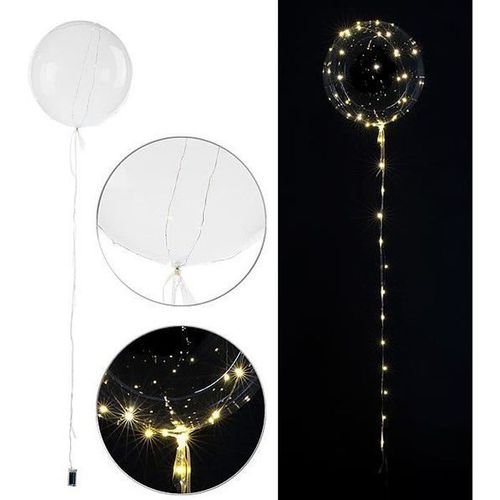 Ballon transparent Ø env. 20 cm avec guirlande à 40 LED - Blanc chaud