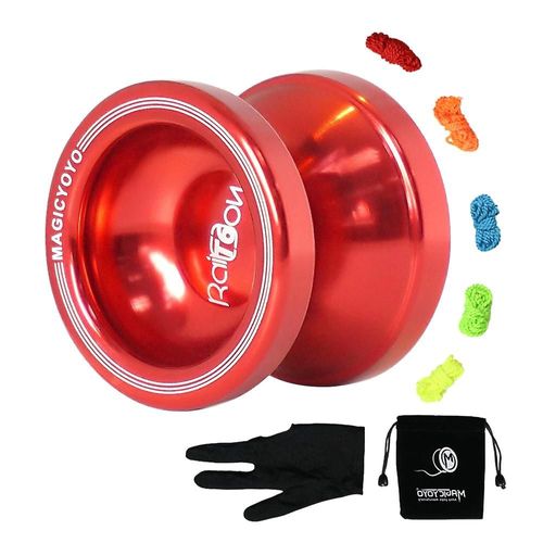 T6 Unresponsive Yo-Yo Metal Shining Finish Yoyo Ball Splash Avec Sac 5 Cordes Yo-Yo, Rouge