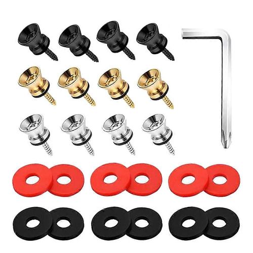12pcs Ukulélé Guitare Sangle Verrous Boutons Kit Blocs De Sangle En Caoutchouc Et Broches D¿Extrémité Pour Ukulélé Acoustique Basse Électrique