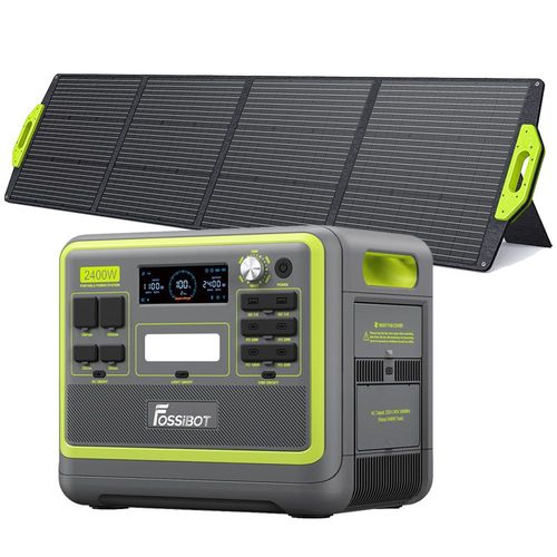 Fossibot F2400 Centrale Électrique Portable Verte Avec Panneau Solaire Pliable Fossibot Sp200 200w