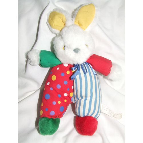 Lapin Reve De Peluches Multicolore Rouge Vert Bleu Raye