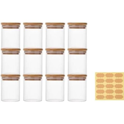 12x150ml Verre À Haute Teneur En Borosilicate Cylindre Récipient De Stockage De Épices, Cafe En Grain