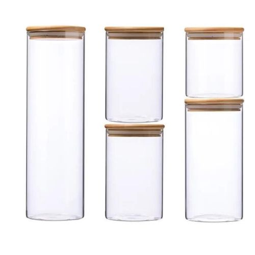 Pots De Rangement Alimentaire Conservation En Verre Borosilicate Avec Couvercle Hermétique (Lot De 5)