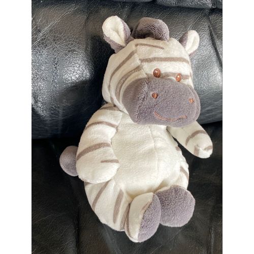 Peluche Zèbre Gipsy Blanc Rayures Grises Assis 18 Cm