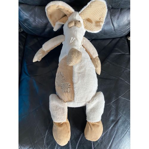 Grande Peluche Doudou Souris Beige Marron Et Blanc Petit Cocktail Scandinave 60cm