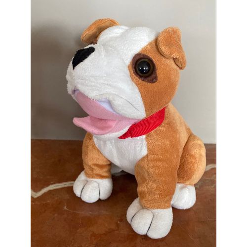 Doudou Peluche Chien Assis Marron Blanc Idylcar 20cm