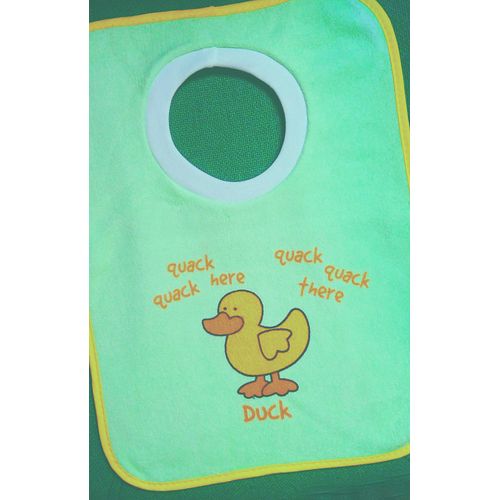 Tout Mignon Bavoir Passe-Tête Imprimé Animal Canard - Épais Et Très Grand ( 37 Cm X 27 Cm ) - Pour Lot Repas Bébé Accessoire Très Pratique Passe Tete - Vert Clair Jaune Orange Tour De Tête Blanc