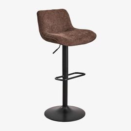 Pack De 2 Tabourets Hauts Réglables Avec Dossier En Métal Et Tissu Igarasi Noir - Marron Chocolat