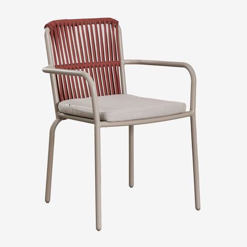 Lot De 2 Chaises De Salle À Manger Empilables Avec Accoudoirs En Aluminium Alberta Rouge Tuile