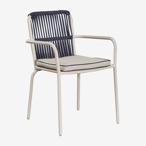 Lot De 4 Chaises De Salle À Manger Empilables Avec Accoudoirs En Aluminium Alberta Bleu Marin