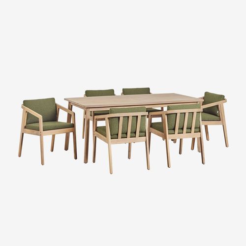 Ensemble Table Rectangulaire (180x90 Cm) Et 6 Chaises De Salle À Manger En Bois D'acacia Kaela