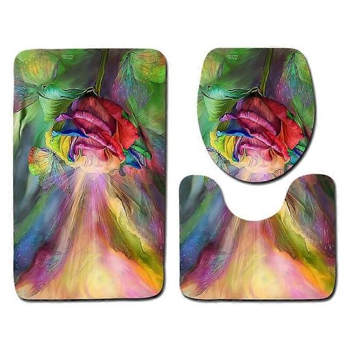 3 Pcs/Set Toilette Antidérapant Tapis Tapis Couvre Salle De Bain Tapis Contour Mat 03#