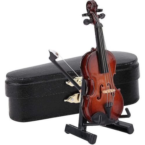 Piao Violon miniature, modèle de mini violon en bois avec support pour musicien Home Office Shop Décoration Cadeau