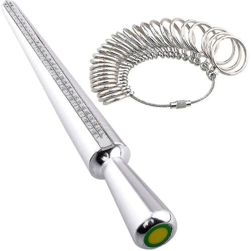 Outil de mesure Ring Sizer, 4 Tailles Ring Measurement Stick Mandrin métallique & Finger Sizing Measuring Tool Set