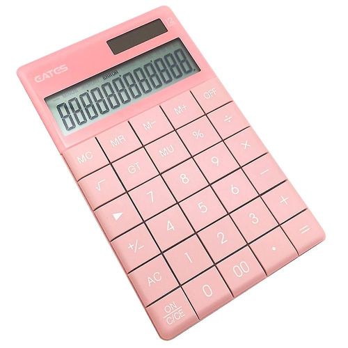 Calculatrice de bureau portable Q5 avec affichage à 12 chiffres et calculatrices de fonction standard à double alimentation solaire (rose)