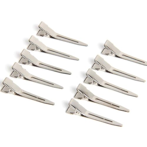 100 Pack Single Bin Pin Curl Duckbill Clips, Argent Setting Section Hair Clips Meta