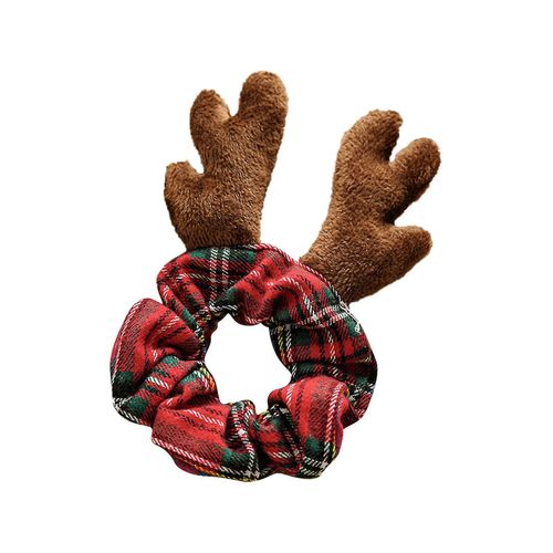Femmes Noël Imprimé Mignon Tiare Hairband Hair Ring Head Hoop Pig Intestin Ring Headband