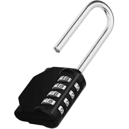 Cadenas Code extérieur pour portail, hangar, grand cadenas à combinaison à 4 chiffres Manille longue pour casier vestiaire Sport, Collège, école, serrure à combinaison noir