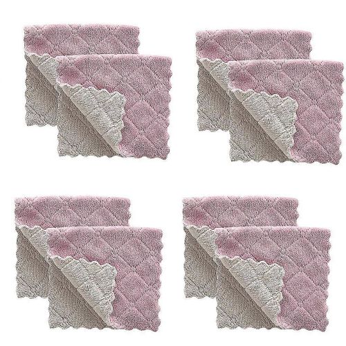 8pcs Non-huile Nettoyage Torchon Serviette À Main Gris Violet Éponge Titulaire Accessoires De Salle De Bain Tapis Désodorisant Poudre Nettoyant Haute Pressu