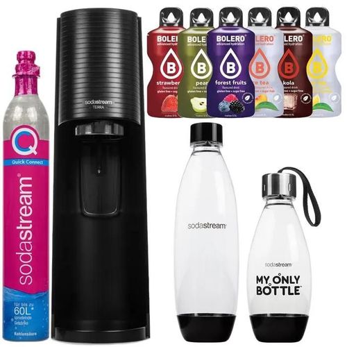 Saturator SodaStream Terra Black une bouteille + My Only Bottle Black + boléro