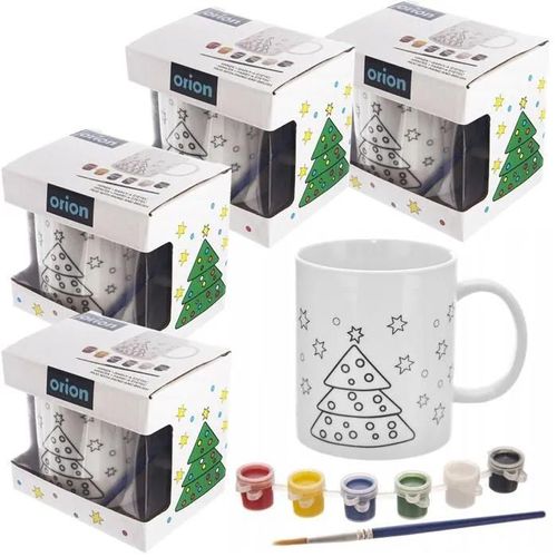 4x Tasse À Peinture Avec Peinture 350ml Arbre De Noël