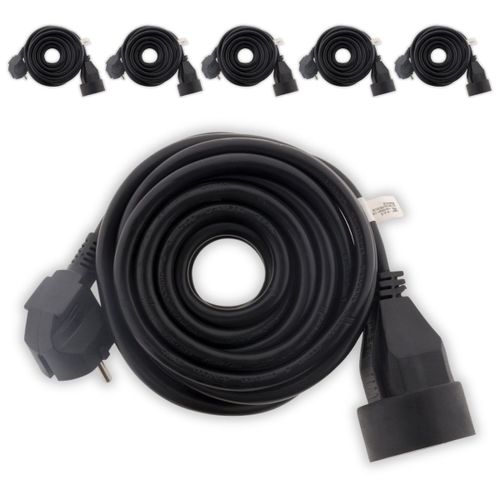 Lot de 6 - Prolongateur 16A 2P+T HO5VV-F 3G1,5mm² Noir 10m