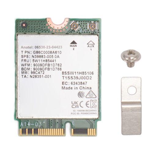 Carte WiFi 7 2.4G 574Mbps 5G 2400Mbps 6G 5800Mbps BT 5.4 MU MIMO BE200NGW, carte réseau pour ordinateur Win 10 11, carte WiFi 7 uniquement