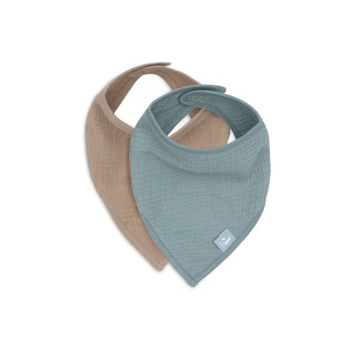 Lot De 2 Bavoirs Bandana Gaze De Coton Sea Green & Biscuit - Jollein