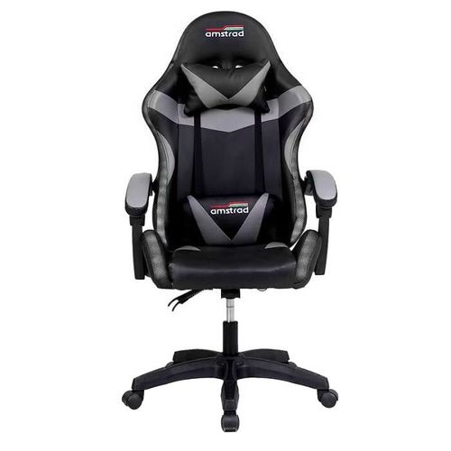 Fauteuil / Chaise De Bureau Coloris Noir & Gris - Coussin Lombaire & Appuie Tête