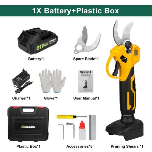 Sécateur électrique sans balais pour Makita, 2 vitesses, ciseaux sans fil, arbre fruitier, bonsaï, outils d'élagage, batterie 18V, 30mm-1 Battery