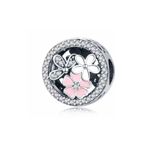 Charm Pour Bracelet Trois Fleurs En Argent S925 Zircons