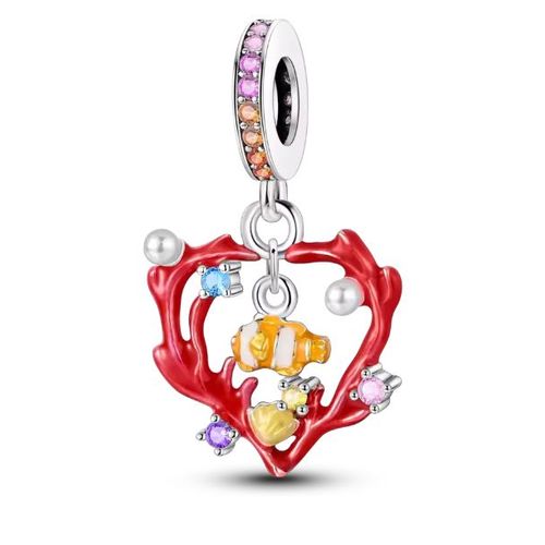 Charm Breloque Pendentif Pour Bracelet Poisson Clown En Argent S925 Et Zircons