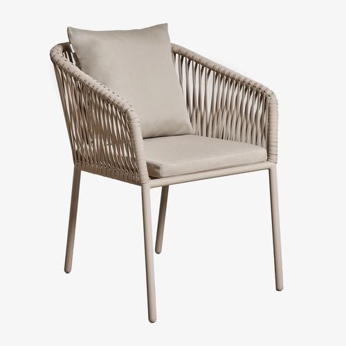 Lot De 4 Chaises De Salle À Manger Avec Accoudoirs En Aluminium Et Corde Tressée Arhiza Classic Brun Moka