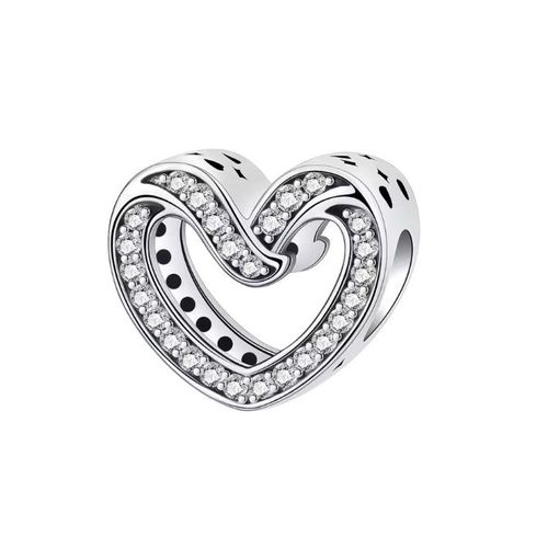 Charm / Breloque / Pendentif Pour Bracelet Coeur En Zircons Et Argent S925