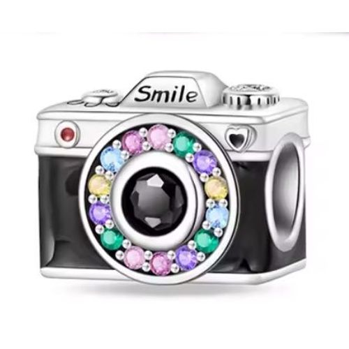 Charm / Breloque / Pendentif Pour Bracelet Appareil Photo Multicolore En Argent S925 Et Zircons