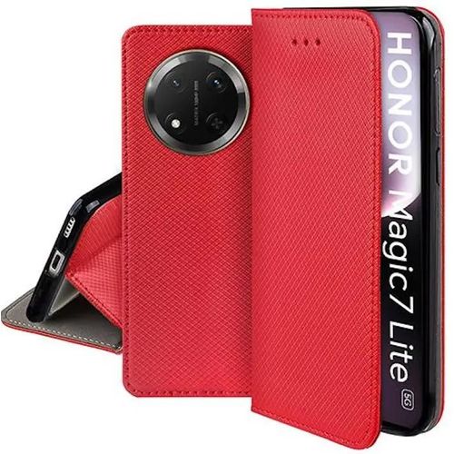 Housse Pour Honor Magic 7 Lite 5g - Etui Coque Pochette Portefeuille + Film Ecran - Rouge Magnet