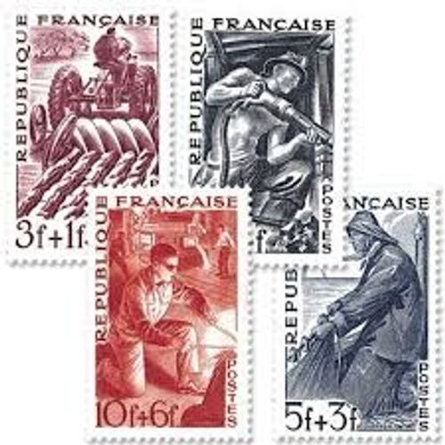 Série Des Métiers : Agriculteur, Marin Pêcheur, Mineur, Métallurgiste Série Complète Année 1949 N° 823 824 825 826 Yvert Et Tellier Luxe