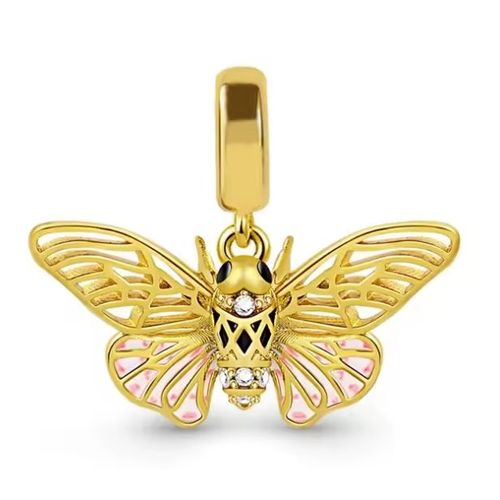 Charm / Breloque / Pendentif Pour Bracelet Papillon Egyptien En Argent S925 Et Zircons